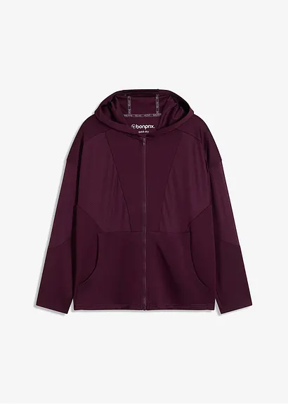 Funktions-Sportjacke mit transparentem Mesh, oversized in lila von vorne - bonprix