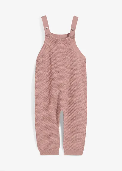 Leichte Strick-Latzhose mit verstellbaren Trägern in rosa von vorne - bonprix