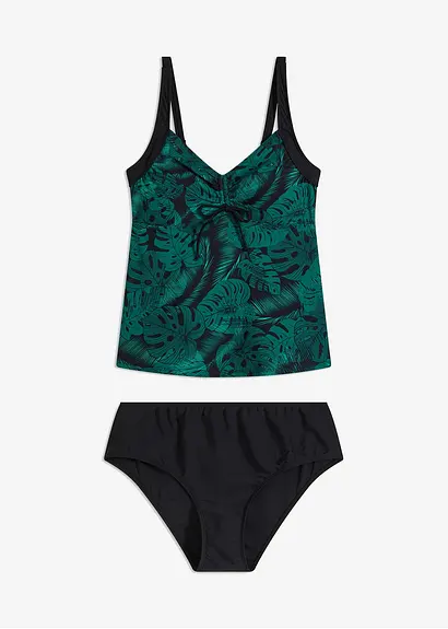 Tankini (2-tlg. Set) mit Raffung in schwarz von vorne - bonprix