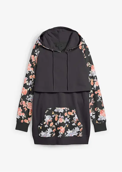 Weiches 2-in-1 Umstands-und Stillsweatshirt in schwarz von vorne - bonprix
