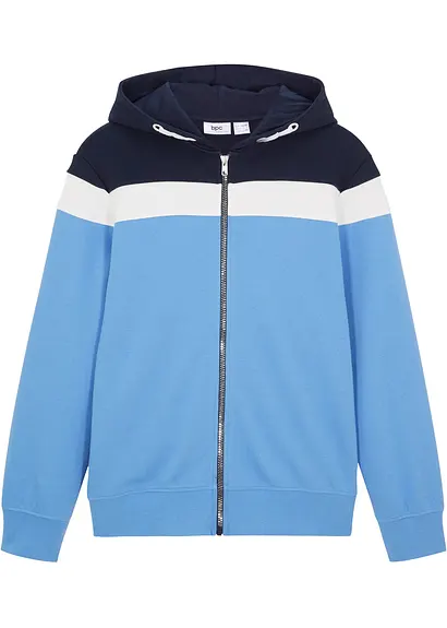 Kapuzen-Sweatjacke in blau von vorne - bonprix