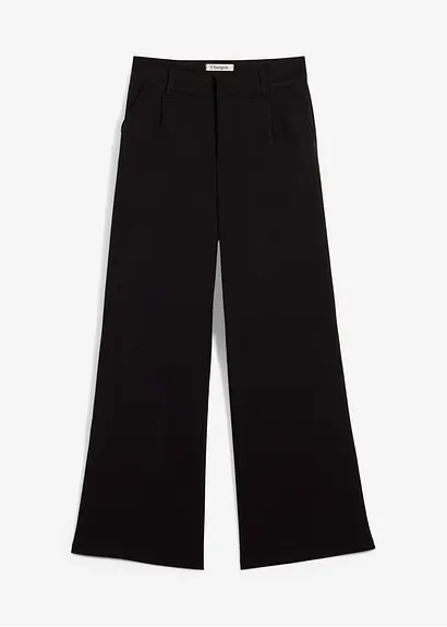 Weite Bundfaltenhose aus Viskosemix in schwarz von vorne - bonprix