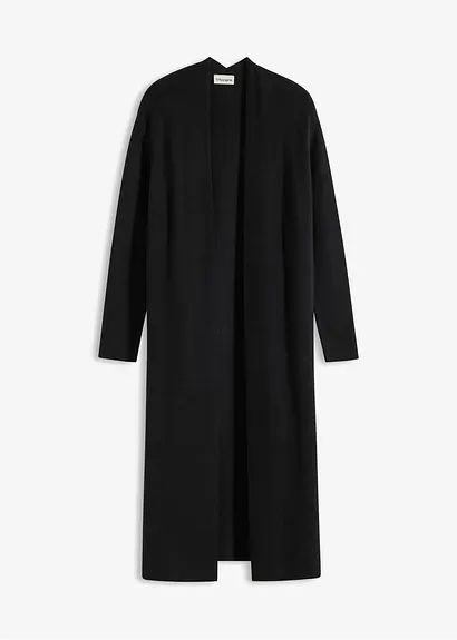Longstrickjacke mit Viskose in schwarz von vorne - bonprix