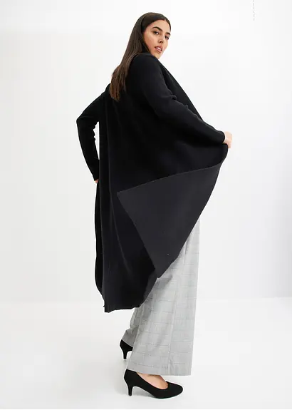 Longstrickjacke mit Viskose in schwarz im Look (Totalaufnahme) - bonprix