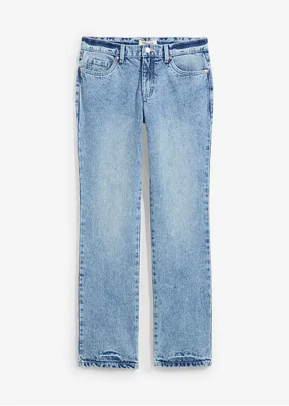 Straight-Jeans, Mid Waist in blau von vorne - bonprix