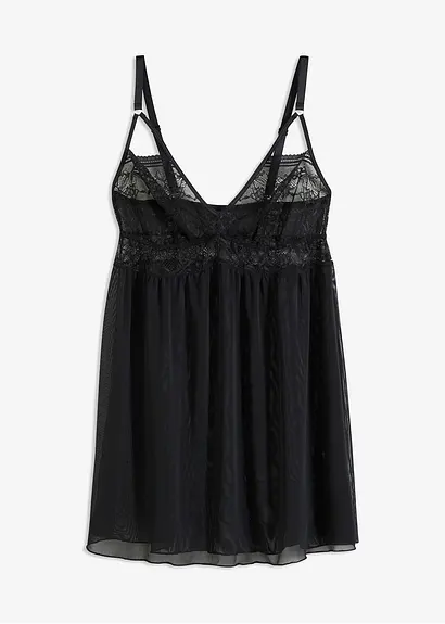 Babydoll in schwarz von vorne - bonprix