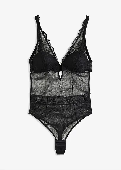 Stringbody ohne Bügel in schwarz von vorne - bonprix
