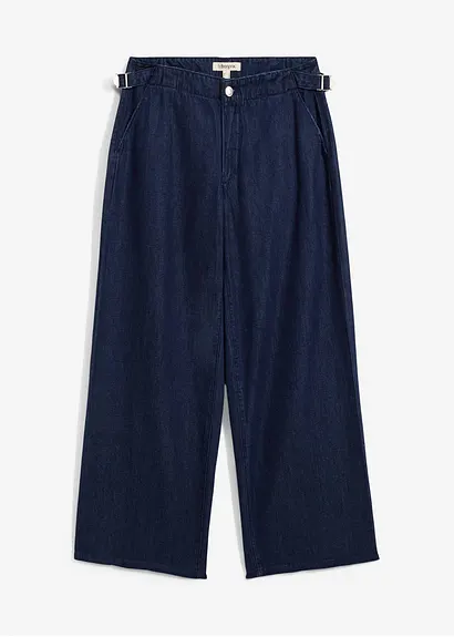 Loose Straight Jeans Mid Waist in blau von vorne - bonprix