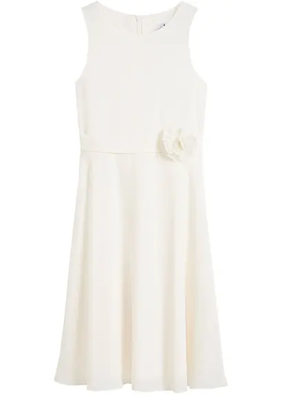 Kleid mit Blumen-Applikation in weiß von vorne - bonprix