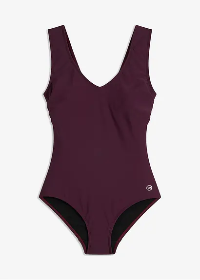 Medium Shape-Badeanzug mit V-Ausschnitt in lila von vorne - bonprix