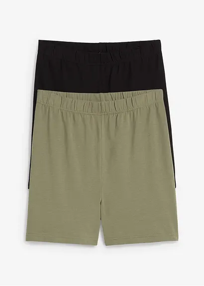 High-Waist-Shorts (2er Pack) in schwarz von vorne - bonprix