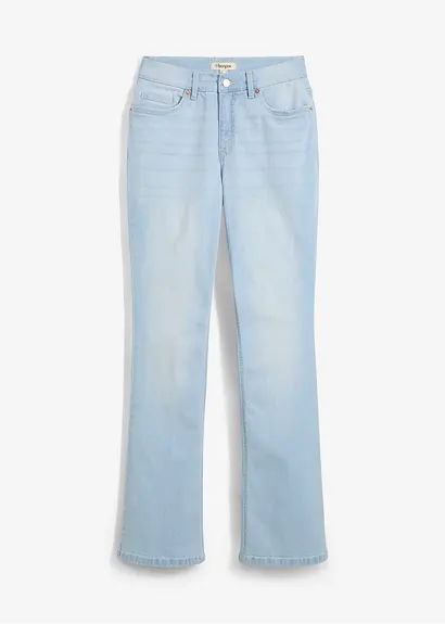Bootcut-Jeans, High Waist in blau von vorne - bonprix