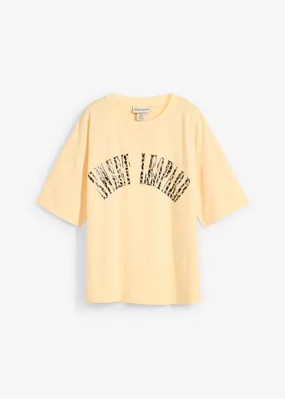 Oversize-Shirt aus weichem Baumwoll-Mix in gelb von vorne - bonprix