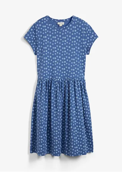 Shirtkleid aus reiner Baumwolle in blau von vorne - bonprix
