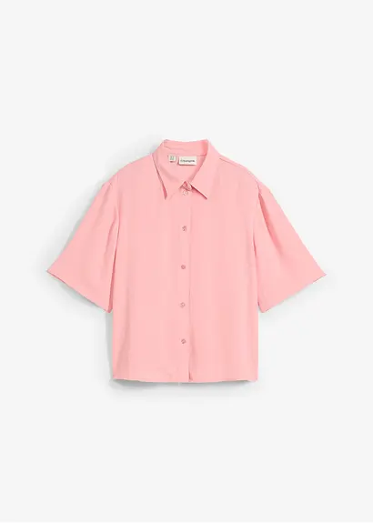 Boxy Bluse aus leichtem Crêpe in rosa von vorne - bonprix