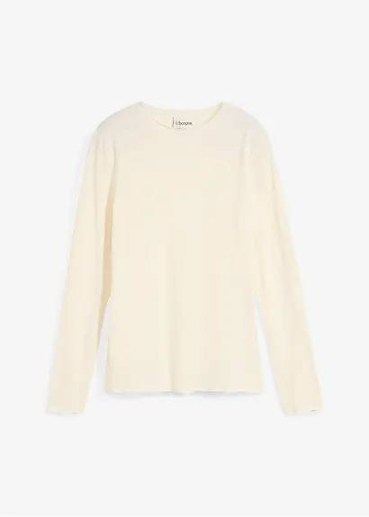 Weiches Langarmshirt in beige von vorne - bonprix