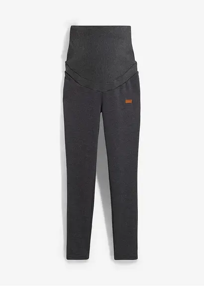 Wärmende Umstands-Leggings mit Teddyfutter in grau von vorne - bonprix
