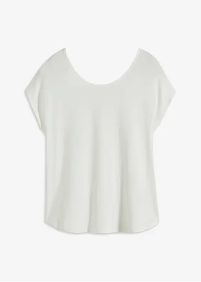 Shirt mit Häkeleinsatz in weiß von vorne - bonprix