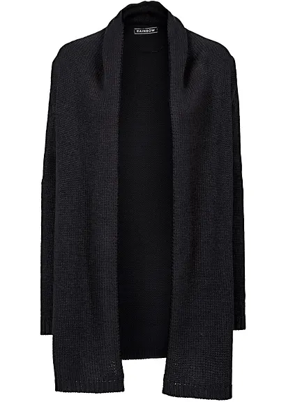 Longstrickjacke in schwarz von vorne - bonprix