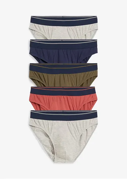 Slip (5er Pack) in grau von vorne - bonprix