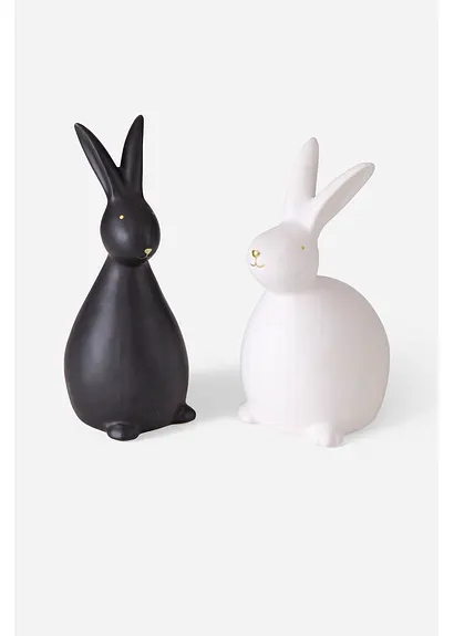 Deko-Figur Hasen (2-tlg. Set) in schwarz von vorne - bonprix