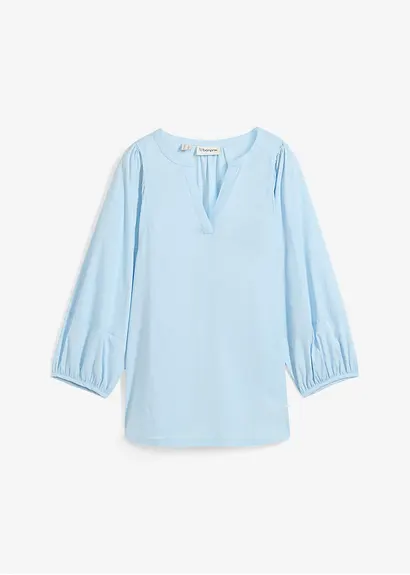 Tunika Bluse in blau von vorne - bonprix