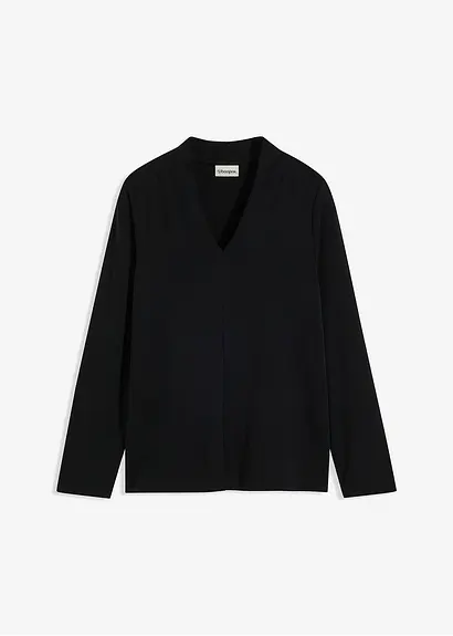 Langarmshirt in schwarz von vorne - bonprix