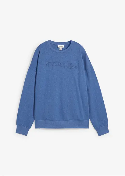 Oversize-Sweatshirt aus weichem Baumwoll-Mix in blau von vorne - bonprix