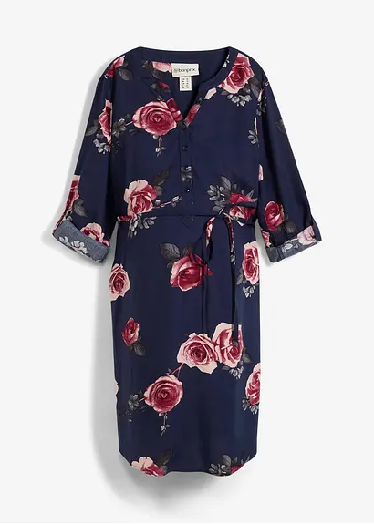Umstands- und Stillblusenkleid aus fließender Viskose in blau von vorne - bonprix