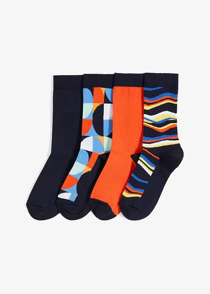 Socken mit Bio-Baumwolle (4er-Pack) in blau von vorne - bonprix