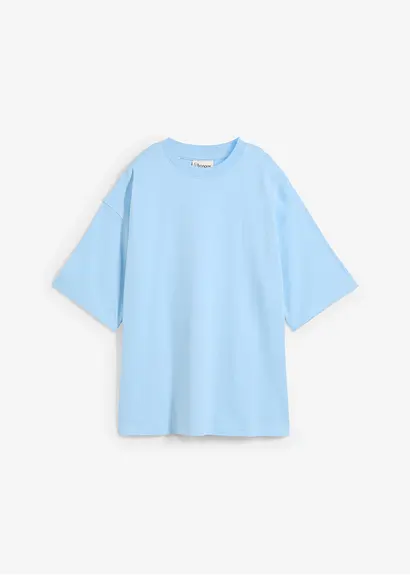 Oversize-Shirt aus reiner schwerer Bio-Baumwolle in blau von vorne - bonprix