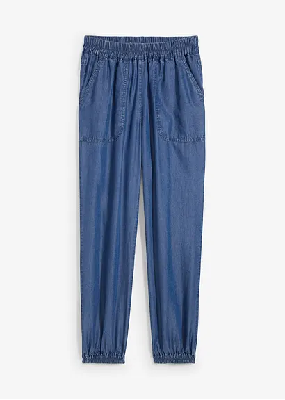 Schlupfhose aus fließendem Lyocell in blau von vorne - bonprix