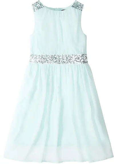 Chiffonkleid mit Paillettenband in grün von vorne - bonprix