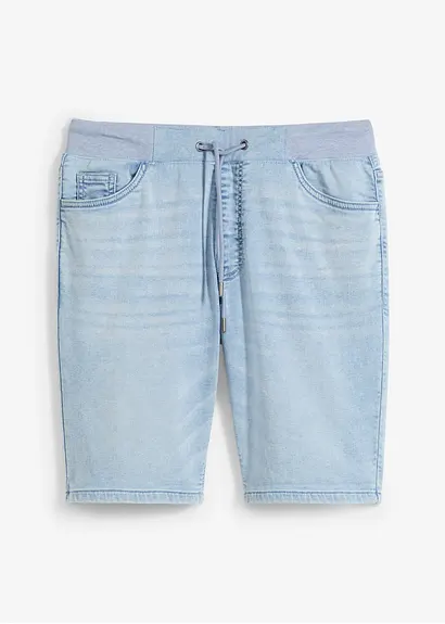 Schlupf Jeans-Bermuda, Regular Fit in blau von vorne - bonprix