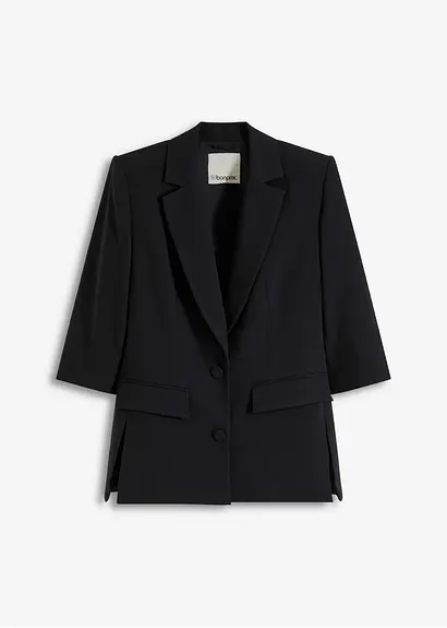 Blazer mit modisch betonten Schultern in schwarz von vorne - bonprix