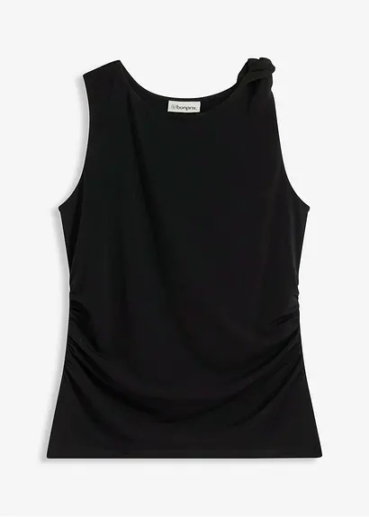 Jerseytop mit Twist in schwarz von vorne - bonprix