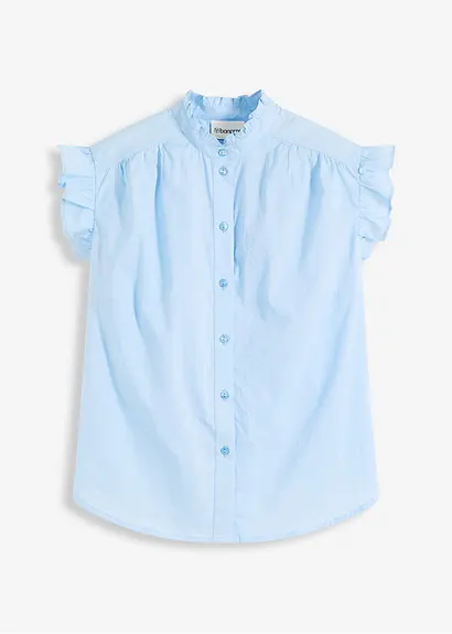 leichte Bluse ohne Arm in blau von vorne - bonprix