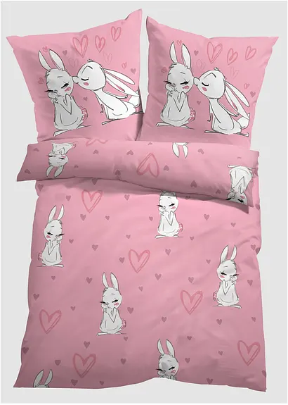 Bettwäsche mit Hasen in rosa - bonprix