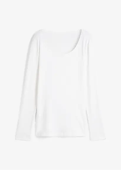 Langarmshirt aus reiner Bio-Baumwolle in weiß von vorne - bonprix