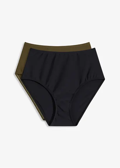 High waist Bikinihose (2er Pack) in grün von vorne - bonprix
