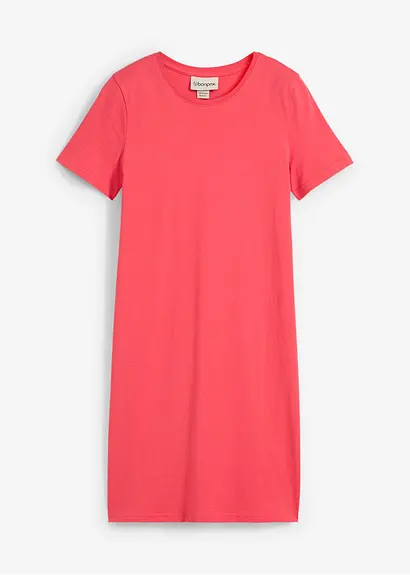Jerseykleid aus reiner Bio-Baumwolle in pink von vorne - bonprix