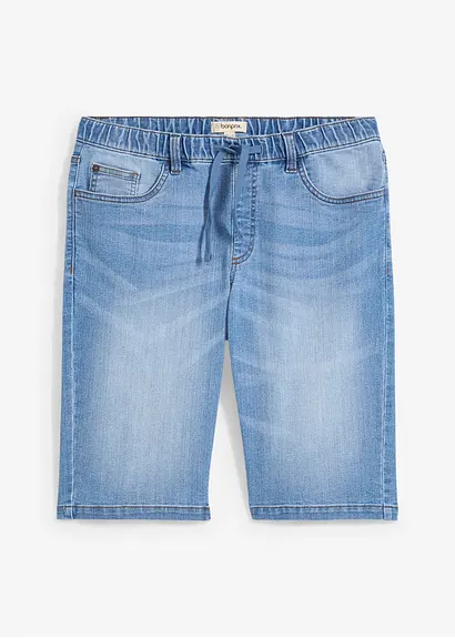 Leichte Long-Sweatjeans-Bermuda, Regular Fit in blau von vorne - bonprix