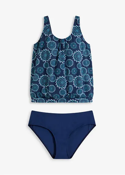 Oversize-Tankini mit breiten Trägern (2-tlg.Set) in blau von vorne - bonprix