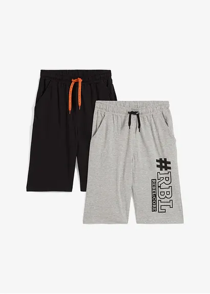 Jersey-Bermuda (2er Pack) in schwarz von vorne - bonprix