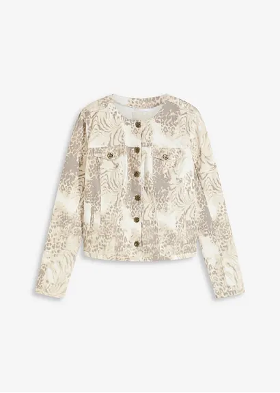 Twill-Jacke in beige von vorne - bonprix