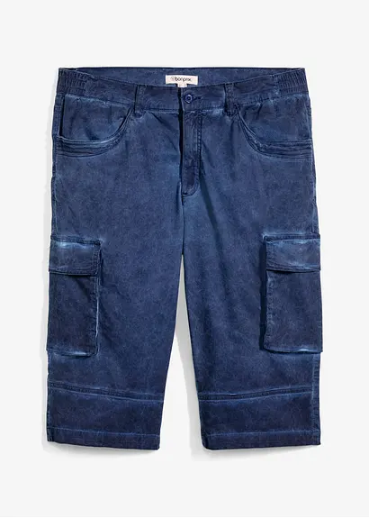 Cargo-Long-Bermuda mit Komfortschnitt, Regular Fit in blau von vorne - bonprix