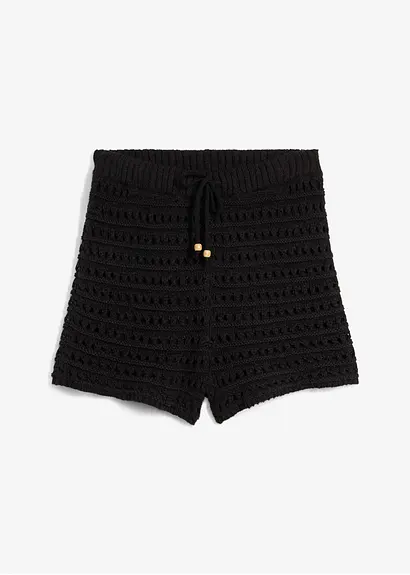 Kurze Strickshort, gefüttert in schwarz von vorne - bonprix