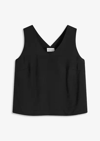 Blusentop aus softem Viskose-Mix in schwarz von vorne - bonprix