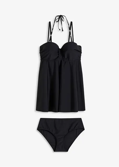 Long Tankini (2-tlg.Set) in schwarz von vorne - bonprix