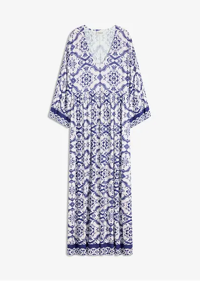Maxikleid aus softem Viskose-Mix in weiß von vorne - bonprix